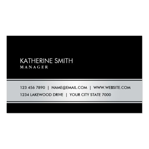 Professional Elegant Simple Plain Black and Silver Business Cards