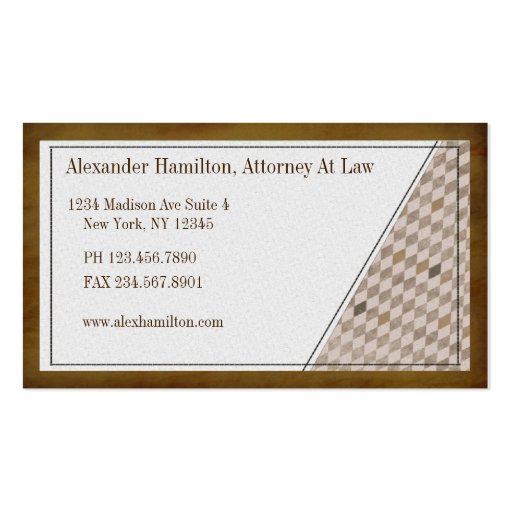 Professional Executive Mahogany Argyle Check Business Card Template (back side)