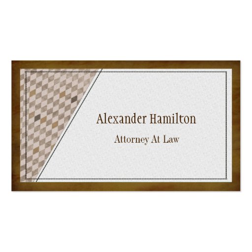 Professional Executive Mahogany Argyle Check Business Card Template (front side)