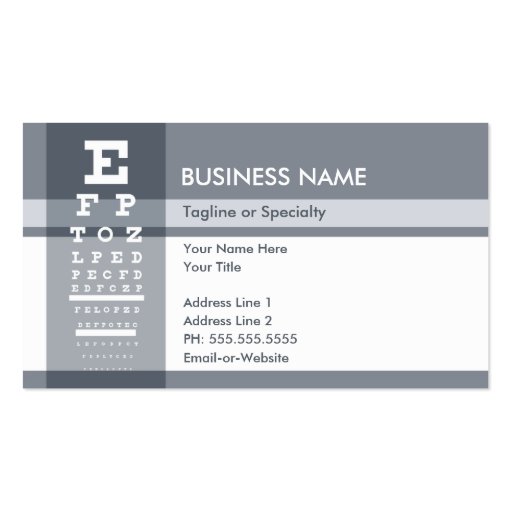 professional eye chart business card template (front side)