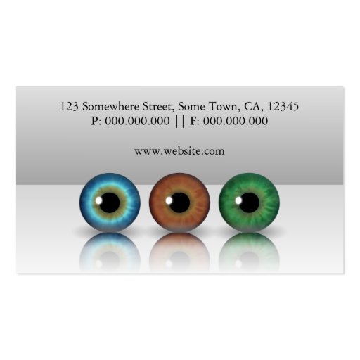 Professional Eyeballs Optometry Business Cards (back side)