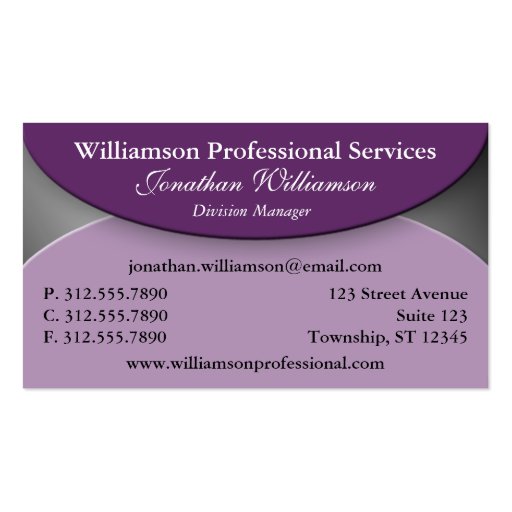 Professional Fold Purple Business Cards (front side)