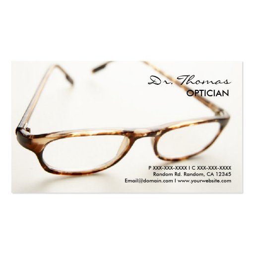 Professional glasses Optician business cards