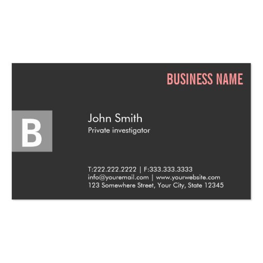 Professional Gray Investigator Business Card (front side)