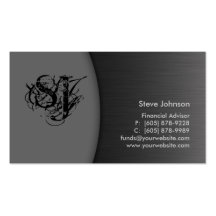 Professional Gray Metal Business Card Financial