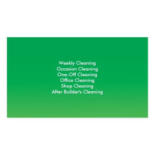 Professional Green Cleaning Service Business Card (back side)