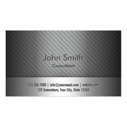 Professional Grey Metal Consultant Business Card (front side)