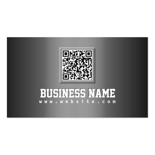 Professional Grey Metallic QR Code Business Card (front side)