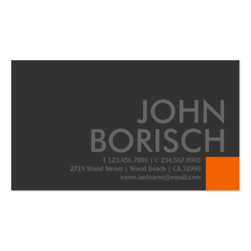 Professional Grey Orange Business Profile Card Business Card Template (back side)