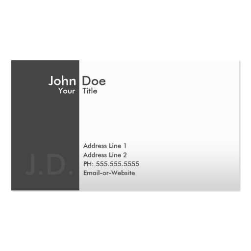 professional greys (with initials) business cards (front side)