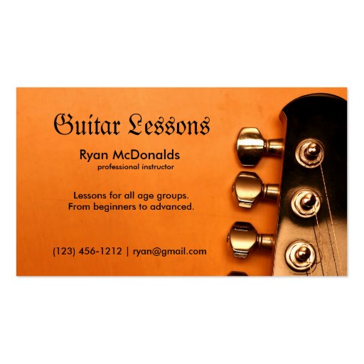 Professional Guitar Lesson Business Cards (front side)