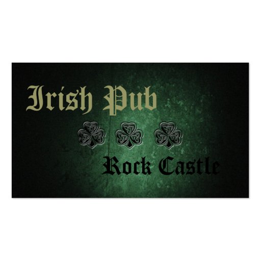Professional Irish Pub lucky shamrock Business Card Template (front side)