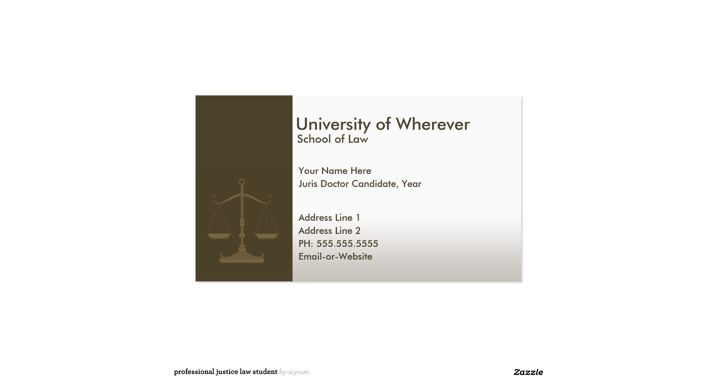 professional justice law student DoubleSided standard business cards