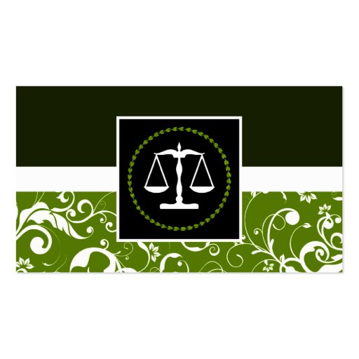 professional law : damask justice scales business card template (front side)