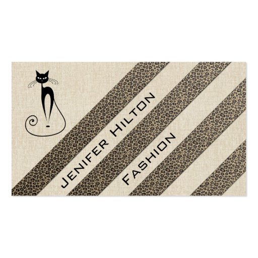 Professional luxury texture leopard stripes cat business card templates