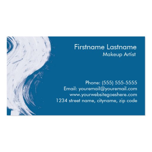 Professional Makeup Artist Business cards in Blue (back side)