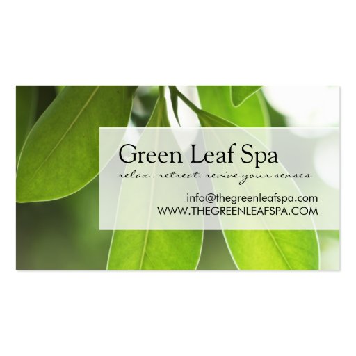 Professional Massage / Spa Business Card (front side)