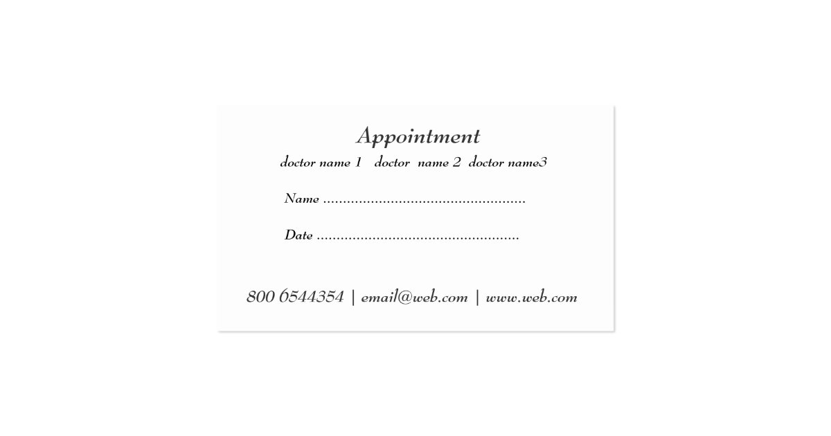 Professional Medical Doctor Appointment Card Zazzle