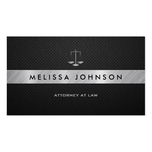 Professional & Modern Black & Silver Attorney Business Card (front side)