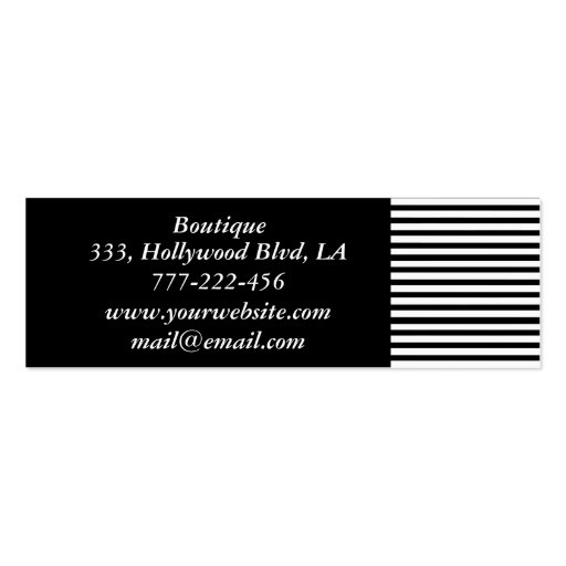 Professional modern black white stripes monogram business card template (back side)