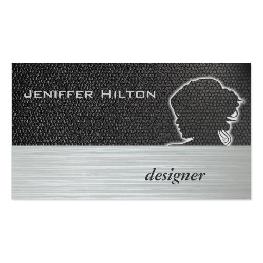 Professional modern chic silhouette hair stylist business card (front side)