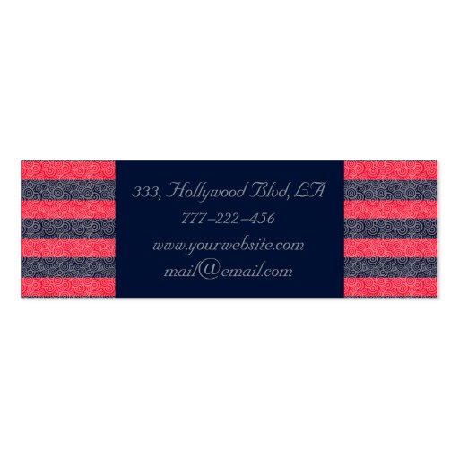 Professional modern elegant red bow stripes business cards (back side)