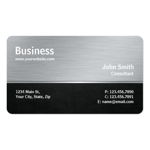 Professional Modern Metal Silver Computer Repair Business Cards (front side)