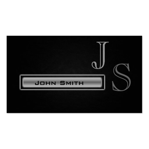 Professional  modern monogram  black leather business card templates (front side)