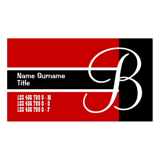 Professional monogram "B" modern CUSTOM Business Card Template (front side)