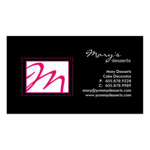 Professional Monogram Business Card Black Pink