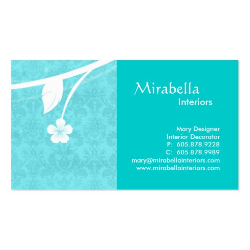 Professional Monogram Business Card Floral (back side)