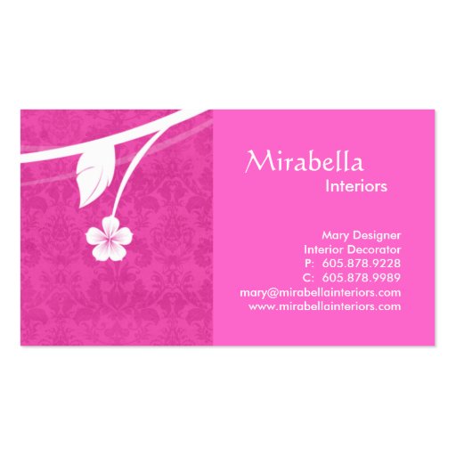 Professional Monogram Business Card Floral Pink (back side)