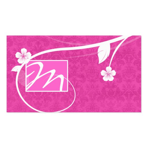 Professional Monogram Business Card Floral Pink
