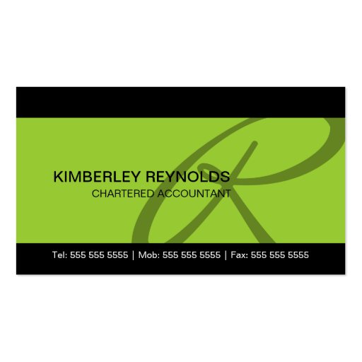 Professional Monogram Business Cards (front side)