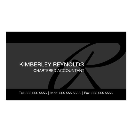 Professional Monogram Business Cards (front side)