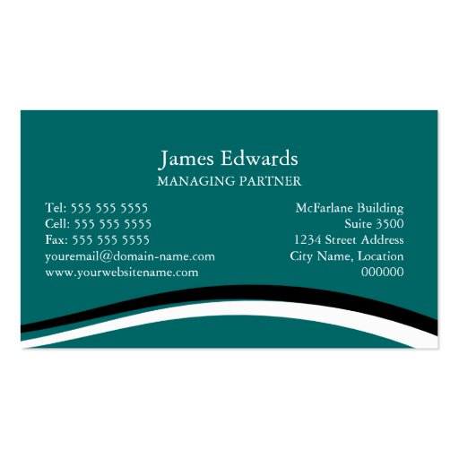 Professional Monogram Teal Business Card (back side)