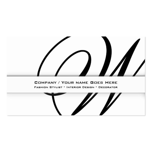Professional monogram "W" business CUSTOM Business Card Template (front side)