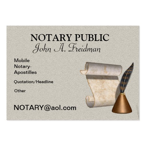 PROFESSIONAL NOTARY PUBLIC Business Card (front side)