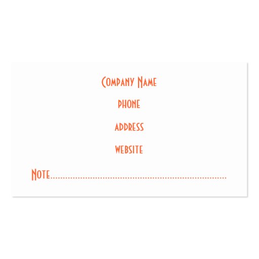 Professional Orange Business Card (back side)