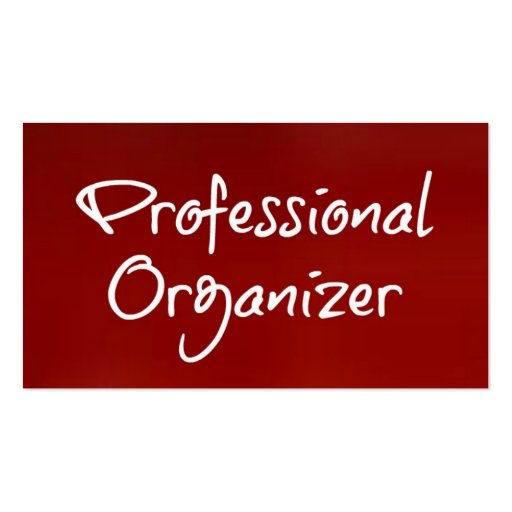 Professional Organizer Brushed Red Business Card (front side)