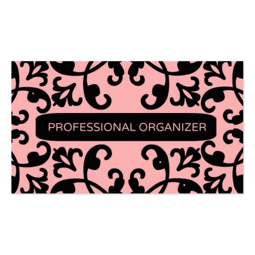Professional Organizer Damask Business Card (front side)