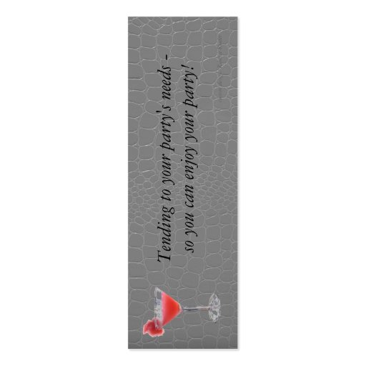 Professional Party Planner on Gray Alligator Business Cards (back side)