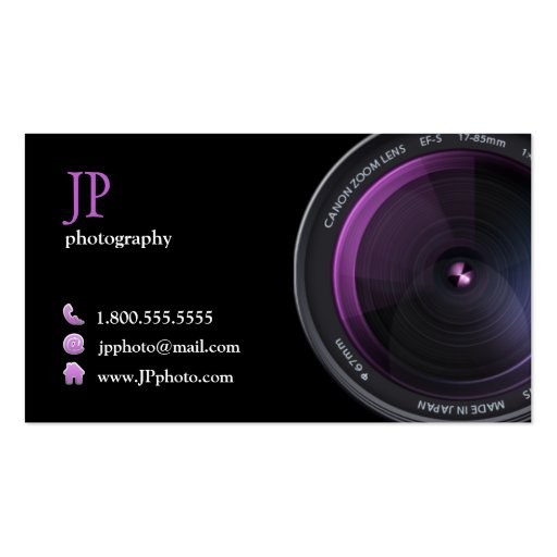 Professional Photographer Camera Lens Business Cards