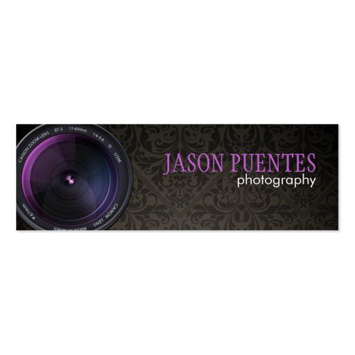 Professional Photographer Camera Lens Business Cards (front side)