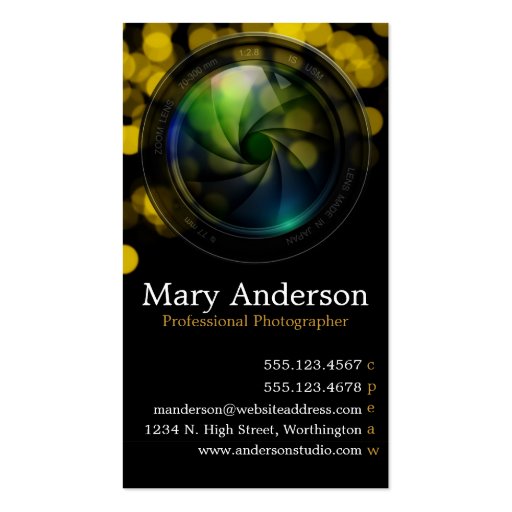 Professional Photographer Vertical Business Card 9 (back side)