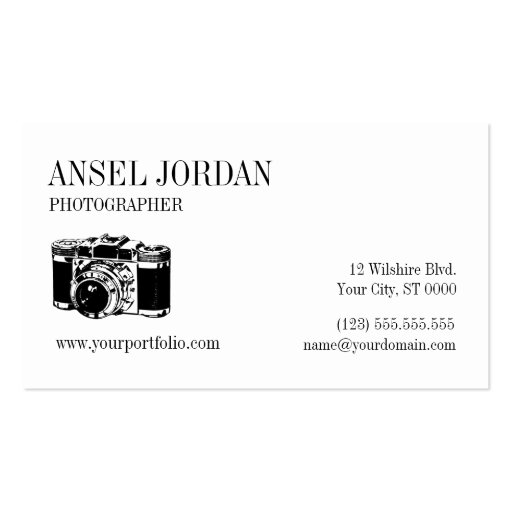 Professional Photography Business Card Templates (back side)