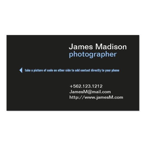 Professional Photography Business Card w/ QR Code (front side)