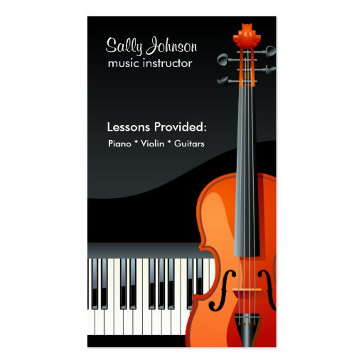 Professional Piano and Violin Music Instructor Business Card (front side)
