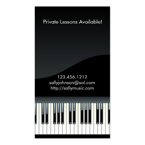 Professional Piano and Violin Music Instructor Business Card (back side)