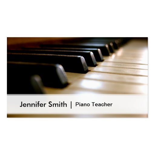 Professional Piano Teacher Elegant Keyboard Image Business Cards (front side)